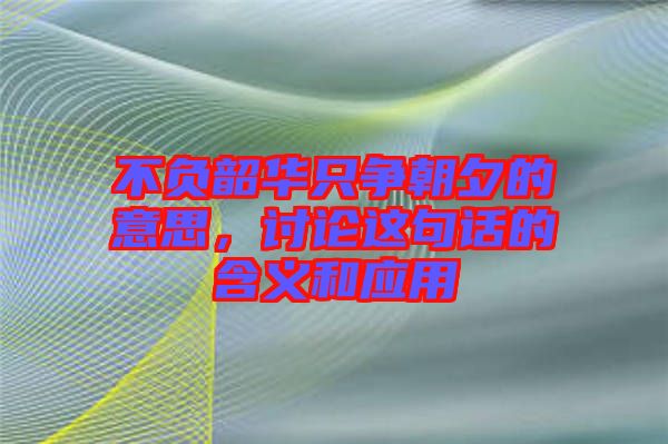 不負韶華只爭朝夕的意思，討論這句話的含義和應用