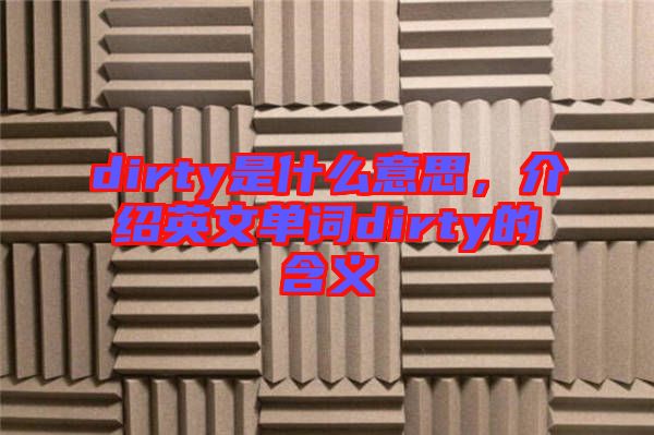 dirty是什么意思，介紹英文單詞dirty的含義