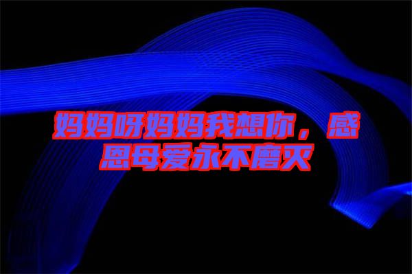媽媽呀媽媽我想你，感恩母愛永不磨滅