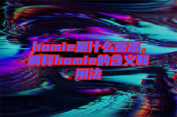 homie是什么意思，解釋homie的含義和用法