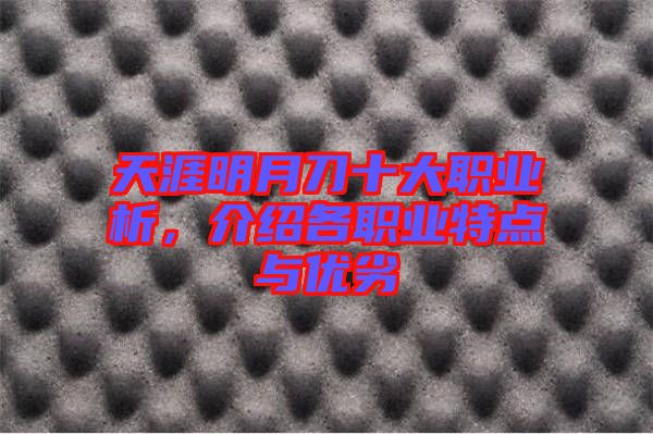 天涯明月刀十大職業析，介紹各職業特點與優劣