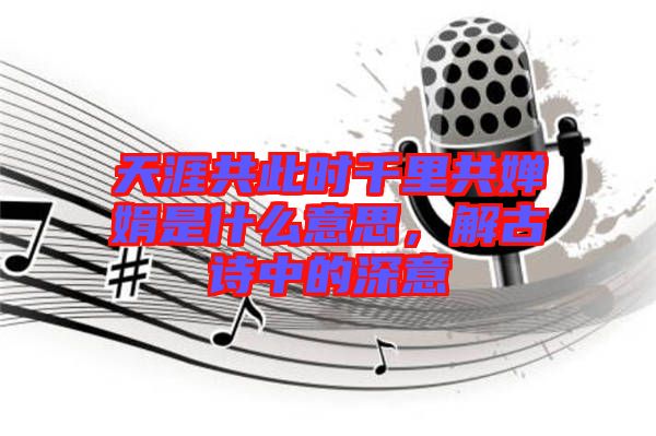 天涯共此時千里共嬋娟是什么意思，解古詩中的深意