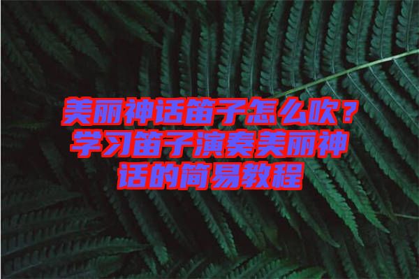 美麗神話笛子怎么吹？學習笛子演奏美麗神話的簡易教程