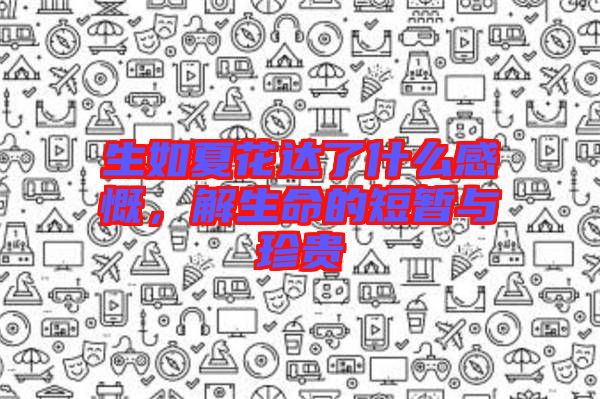 生如夏花達了什么感慨，解生命的短暫與珍貴