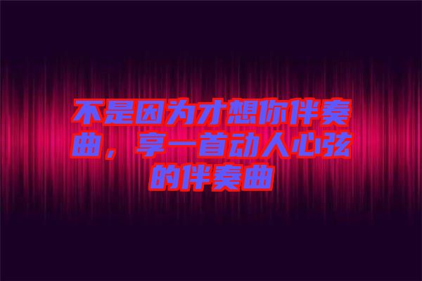 不是因為才想你伴奏曲，享一首動人心弦的伴奏曲
