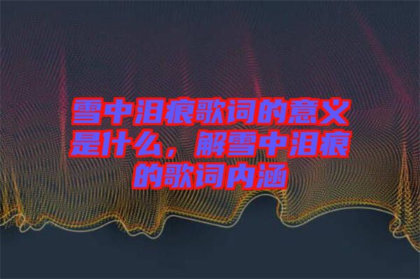 雪中淚痕歌詞的意義是什么，解雪中淚痕的歌詞內涵