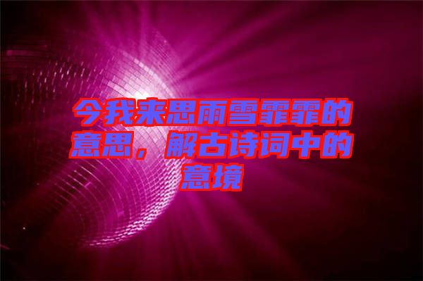 今我來思雨雪霏霏的意思，解古詩詞中的意境
