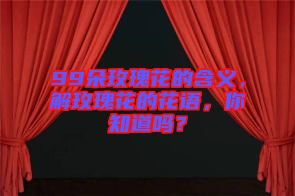 99朵玫瑰花的含義，解玫瑰花的花語(yǔ)，你知道嗎？