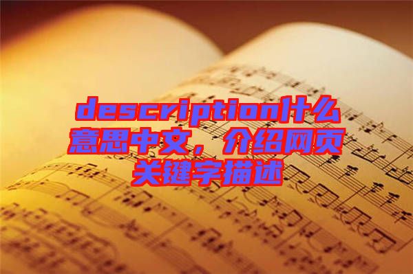 description什么意思中文，介紹網(wǎng)頁關鍵字描述