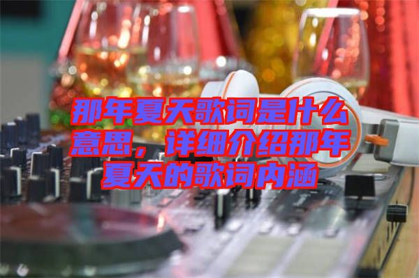 那年夏天歌詞是什么意思，詳細介紹那年夏天的歌詞內涵