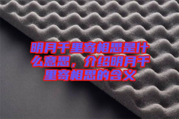 明月千里寄相思是什么意思，介紹明月千里寄相思的含義