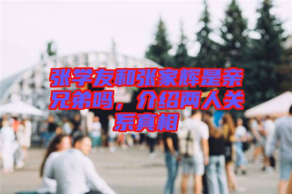 張學友和張家輝是親兄弟嗎，介紹兩人關系真相