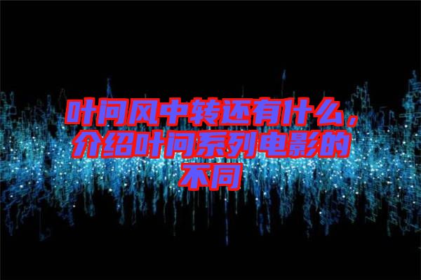 葉問風中轉還有什么，介紹葉問系列電影的不同