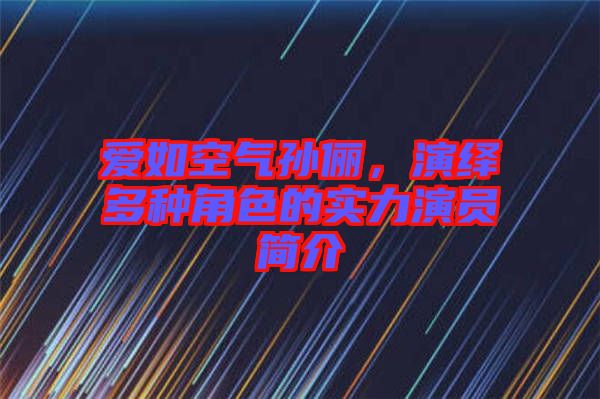 愛如空氣孫儷，演繹多種角色的實力演員簡介