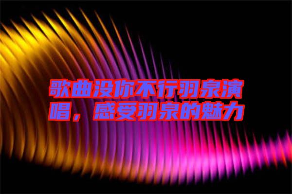 歌曲沒(méi)你不行羽泉演唱，感受羽泉的魅力