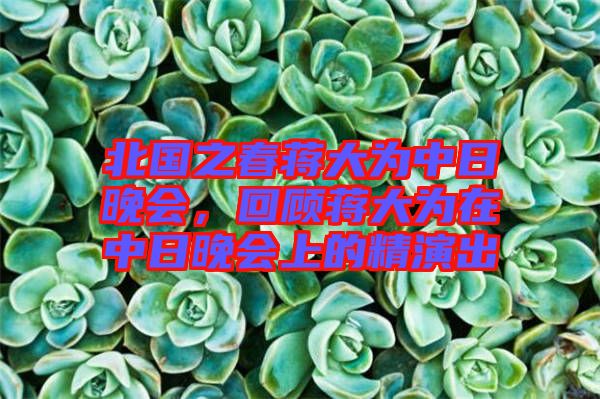北國之春蔣大為中日晚會，回顧蔣大為在中日晚會上的精演出