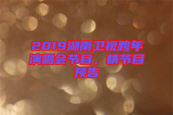 2019湖南衛(wèi)視跨年演唱會節(jié)目，精節(jié)目預告