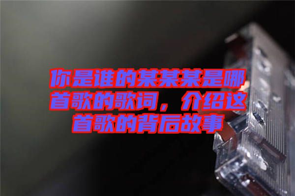 你是誰(shuí)的某某某是哪首歌的歌詞，介紹這首歌的背后故事