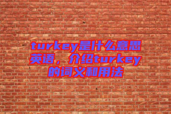 turkey是什么意思英語，介紹turkey的詞義和用法