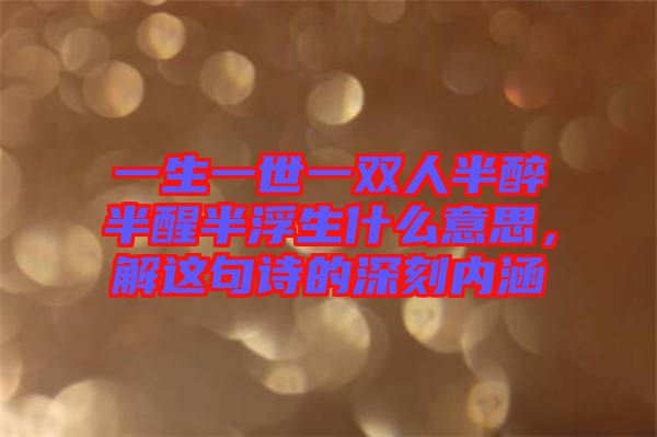一生一世一雙人半醉半醒半浮生什么意思，解這句詩的深刻內涵