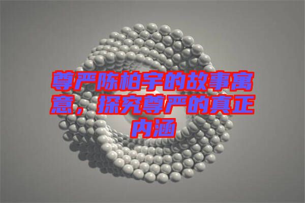 尊嚴陳柏宇的故事寓意，探究尊嚴的真正內涵