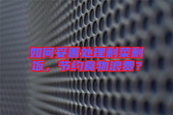 如何妥善處理剩菜剩飯，節約食物浪費？