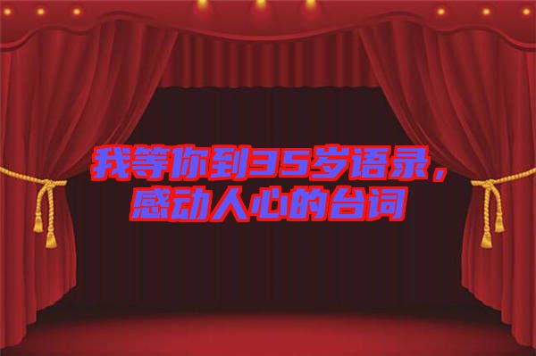 我等你到35歲語錄，感動(dòng)人心的臺詞