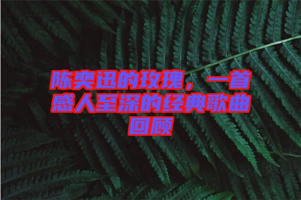 陳奕迅的玫瑰，一首感人至深的經典歌曲回顧