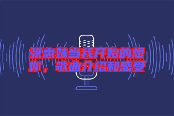 張惠妹當我開始的想你，歌曲介紹和感受