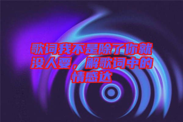 歌詞我不是除了你就沒人要，解歌詞中的情感達