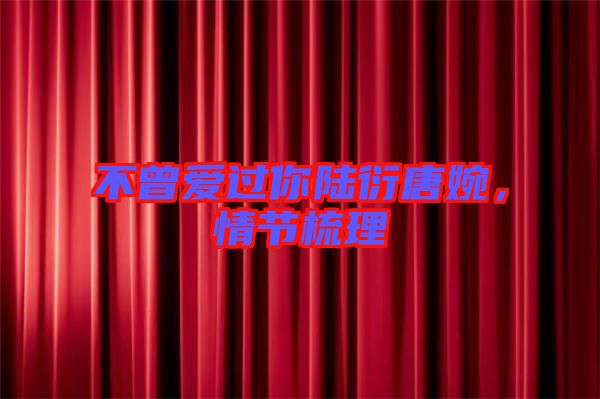 不曾愛(ài)過(guò)你陸衍唐婉，情節(jié)梳理