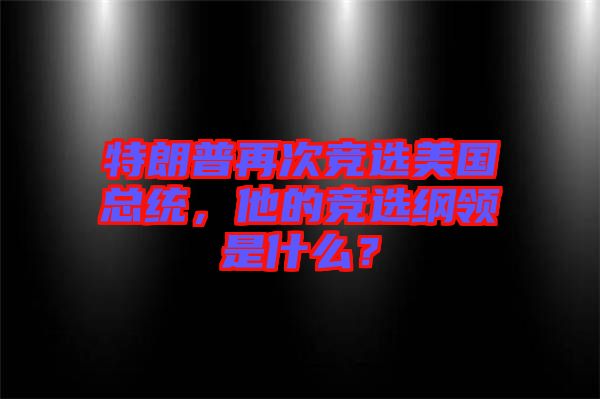 特朗普再次競選美國總統，他的競選綱領是什么？