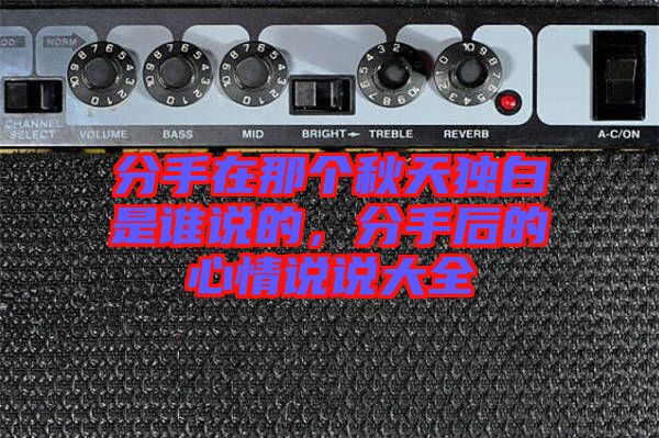 分手在那個(gè)秋天獨(dú)白是誰(shuí)說(shuō)的，分手后的心情說(shuō)說(shuō)大全