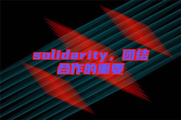 solidarity，團結合作的重要