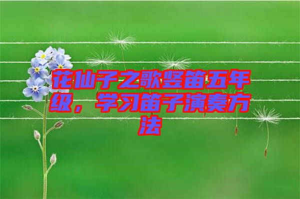 花仙子之歌豎笛五年級，學習笛子演奏方法
