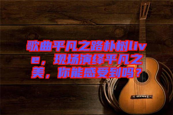歌曲平凡之路樸樹live，現場演繹平凡之美，你能感受到嗎？