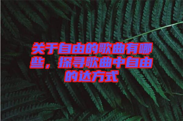 關于自由的歌曲有哪些，探尋歌曲中自由的達方式