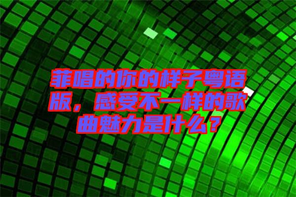 菲唱的你的樣子粵語版，感受不一樣的歌曲魅力是什么？